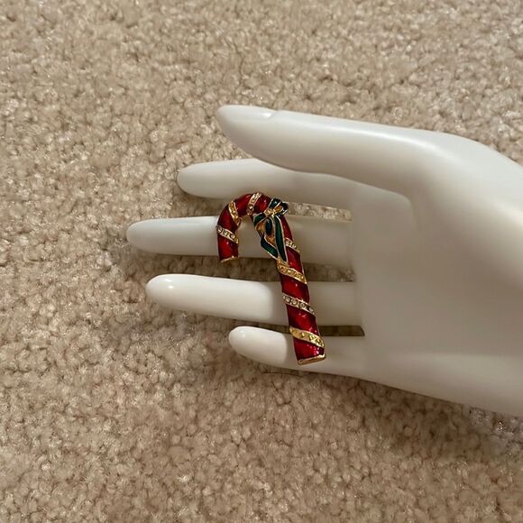 LADIES CANDY CANE BROOCH - Picture 1 of 5